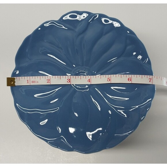 VTG Blue White Flower Pedestal Dish NOT DWS/MWS 7" Boho Spring Summer Serveware - Picture 11 of 13